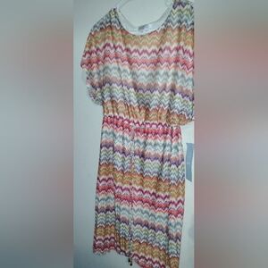 London Times Womens Dress 6P Petite Multicolor Lined Round Neck Pullover